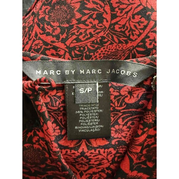 MARC JACOBS Vintage Y2K Whimsygoth Floral Bird Peplum Red Ruffle Top sz. Small - Picture 7 of 8